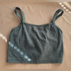 Colsie Ribbed Longline Crop Tank Teal Size M Lounge Minimalist